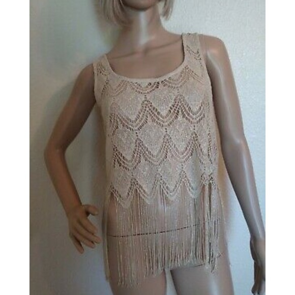 Anthropologie Tops - Paper Crane Gold Metallic Fringe Festival Top Sz M